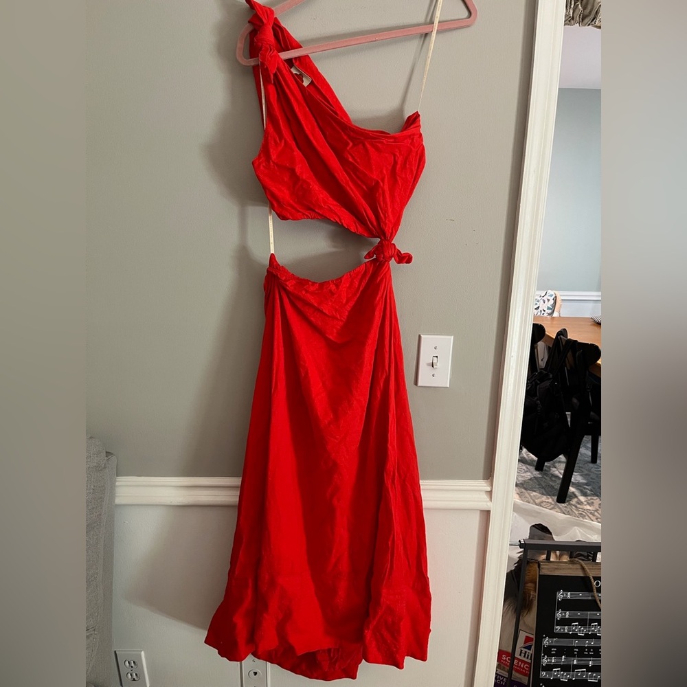 FARM Rio One-Shoulder Red Dress